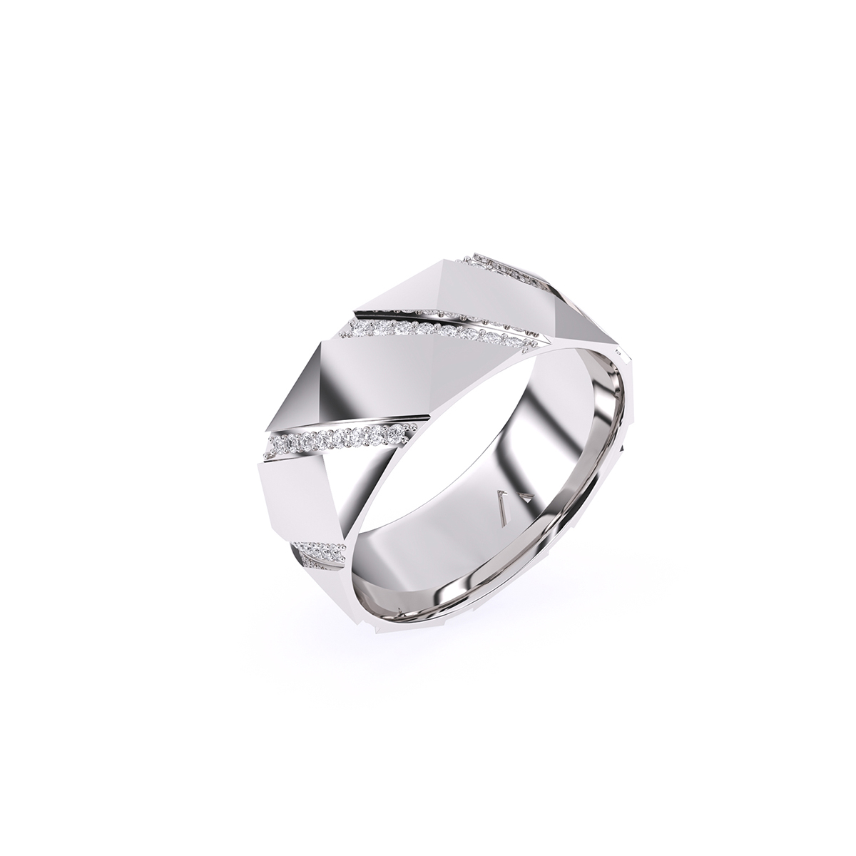 Attractive Diamond Wedding Mens Band
